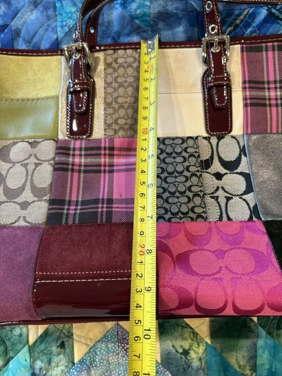 Vtg COACH Purse Legacy Rare Leather Limited Edition Patchwork Suede Tote 1437 - Picture 15 of 16